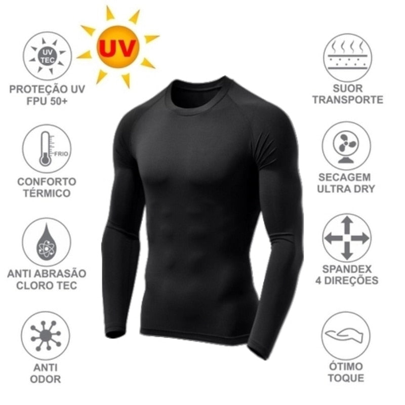 Kit 2 Camisa térmica Gola Alta com proteção UV - 2 Vermelho / P